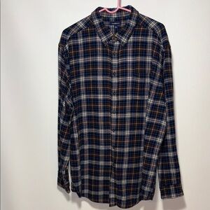 Croft & Barrow Blue and Brown Plaid Shirt